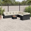 vidaXL Salon de jardin 11 pcs avec coussins noir r&eacute;sine tress&eacute;e