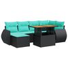 vidaXL Salon de jardin 7 pcs avec coussins noir r&eacute;sine tress&eacute;e