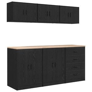 vidaXL Armoires de garage 6 pcs noir bois d'ing&eacute;nierie