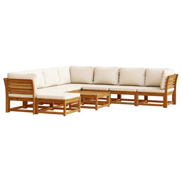 vidaXL Salon de jardin avec coussins 9 pcs bois massif d'acacia