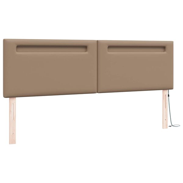 vidaXL T&ecirc;te de lit LED Cappuccino 180 cm Cuir synth&eacute;tique