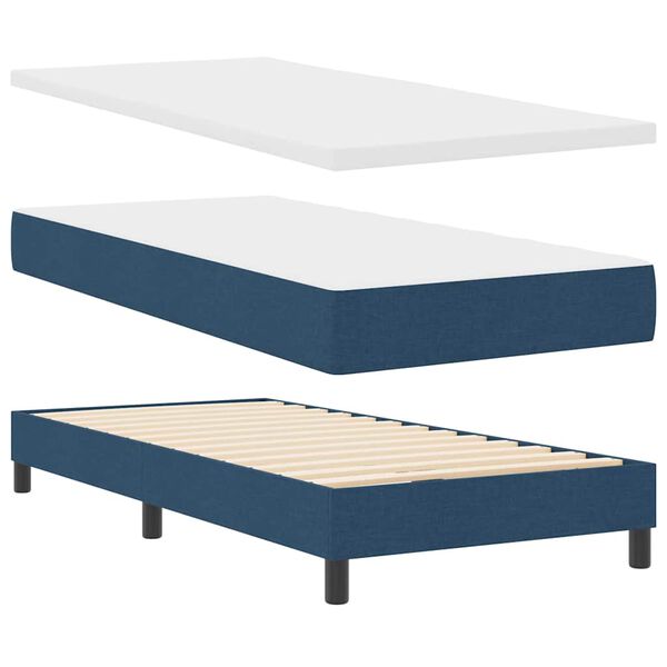 vidaXL Lit &agrave; ressorts avec matelas Bleu 90 x 190 cm tissu