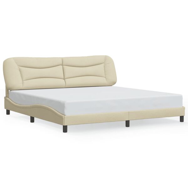 vidaXL Cadre de lit sans matelas Hvar cr&egrave;me 200x200 cm tissu