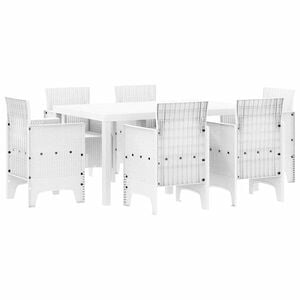 vidaXL Ensemble de salle &agrave; manger pour jardin 7 pc Blanc Rattan Polt