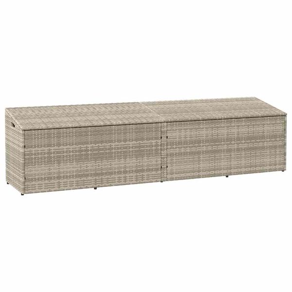 vidaXL Bo&icirc;te de rangement de jardin gris clair 220x50x58 cm rotin