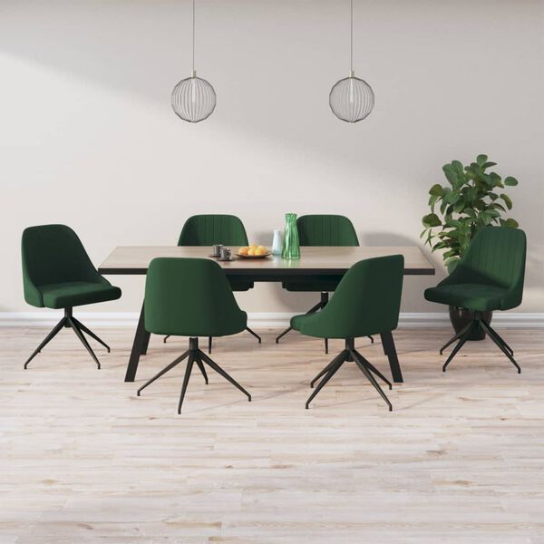 vidaXL Chaises &agrave; manger lot de 6 vert fonc&eacute; velours