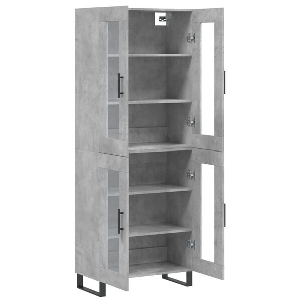 vidaXL Buffet haut Gris b&eacute;ton 69,5x34x180 cm Bois d'ing&eacute;nierie