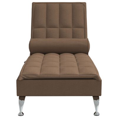 vidaXL Chaise longue de massage avec traversin marron tissu