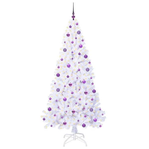 vidaXL Sapin de No&euml;l artificiel avec 300 LED Blanc 210 cm PVC et Acier