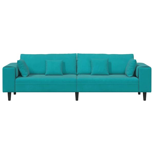 vidaXL Canap&eacute; avec coussin Turquoise 250 x 77 x 76 cm Velours