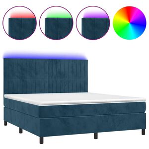 vidaXL Sommier &agrave; lattes de lit matelas et LED Bleu fonc&eacute; 180x200 cm