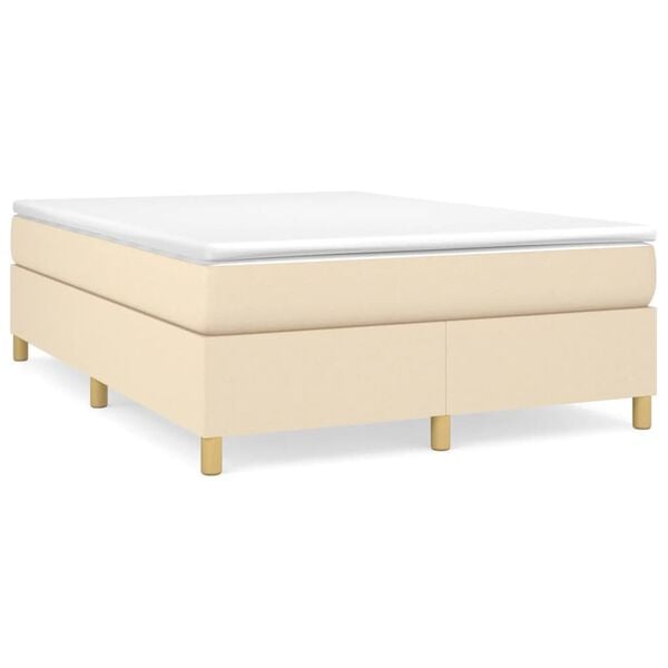 vidaXL Sommier &agrave; lattes de lit avec matelas Cr&egrave;me 140x190 cm Tissu
