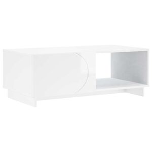 vidaXL Table basse Blanc brillant 95 x 50,5 x 35 cm Bois d'ing&eacute;nierie