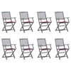 vidaXL Chaises pliables d'ext&eacute;rieur lot de 8 et coussins Bois d'acacia