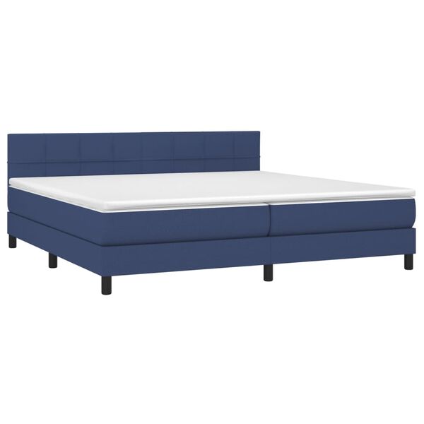 vidaXL Sommier &agrave; lattes de lit avec matelas Bleu 200x200 cm Tissu