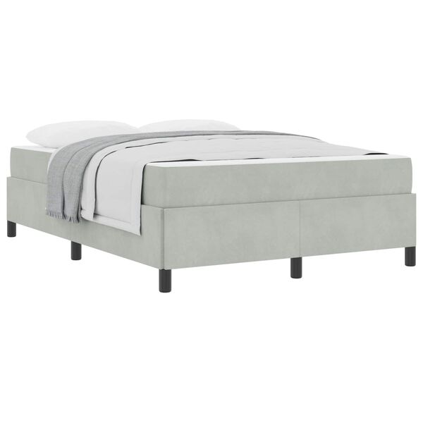 vidaXL Cadre de lit avec matelas Gris clair 140 x 200 cm tissu