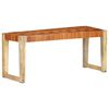 vidaXL Banc 110 cm Marron Cuir v&eacute;ritable et bois de manguier massif