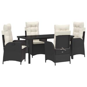 vidaXL Ensemble de salle &agrave; manger pour jardin 5 pcs Noir polyrotin