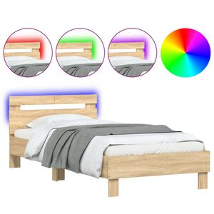 vidaXL Cadre de lit sans matelas avec lumi&egrave;res LED 100x200 cm