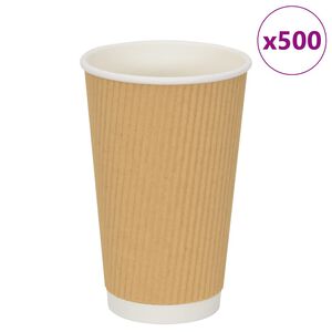 vidaXL Tasses &agrave; caf&eacute; en papier 500 pcs 16oz 400ml marron