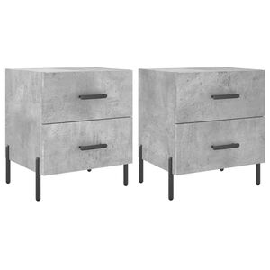 vidaXL Tables de chevet 2pcs gris b&eacute;ton 40x35x47,5cm bois d&rsquo;ing&eacute;nierie