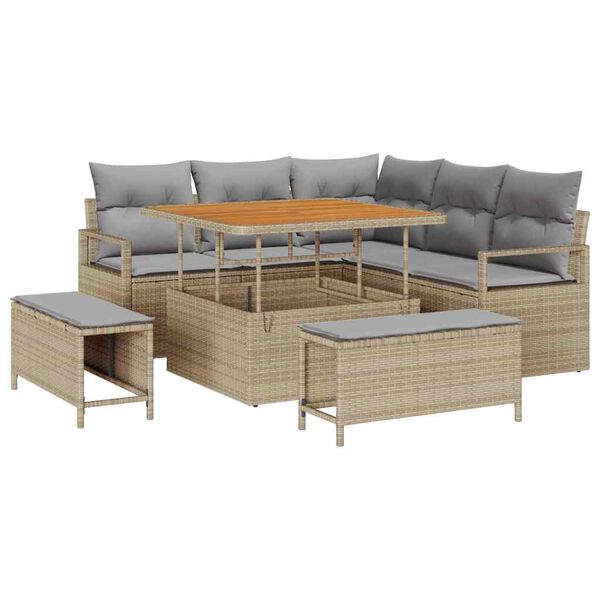 vidaXL Ensemble de canap&eacute; de jardin 8 pcs Beige et Gris clair