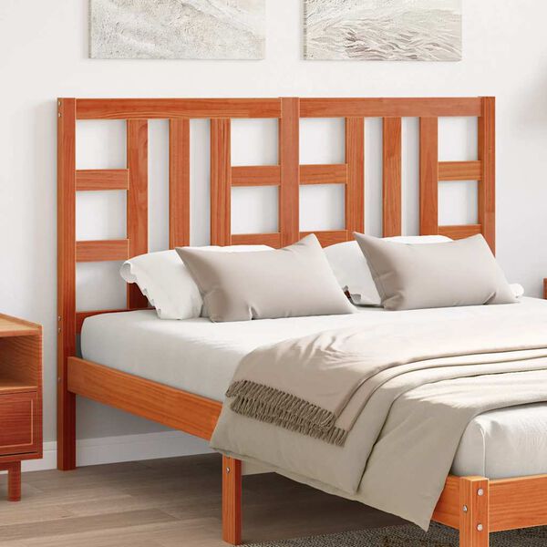 vidaXL T&ecirc;te de lit cire marron 135 cm bois massif de pin