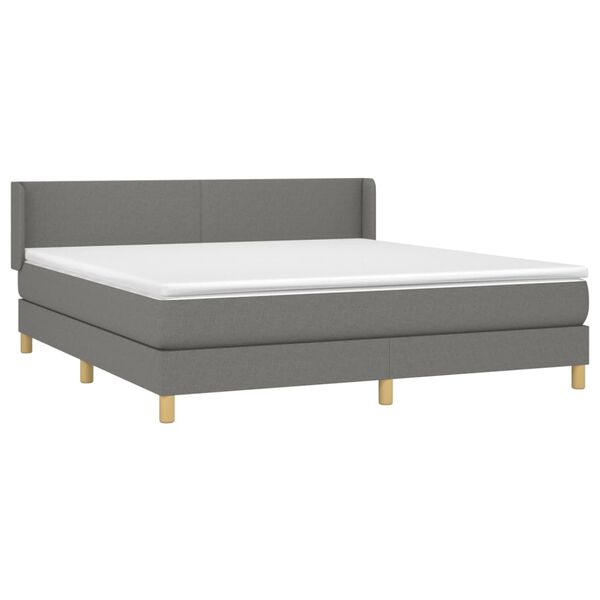 vidaXL Sommier &agrave; lattes de lit avec matelas Gris fonc&eacute; 180x200cm Tissu