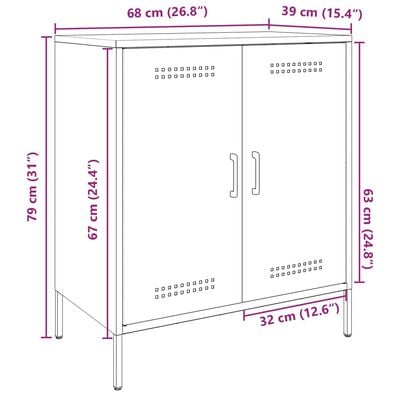 vidaXL Buffet jaune moutarde 68x39x79 cm acier