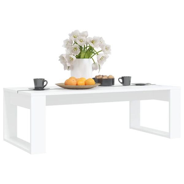 vidaXL Table basse Blanc 110x50x35 cm Bois d'ing&eacute;nierie