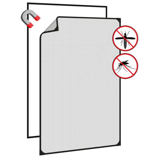 vidaXL Moustiquaire magn&eacute;tique pour fen&ecirc;tres anthracite 80x120 cm