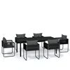 vidaXL Ensemble &agrave; manger de jardin 7 pcs Noir