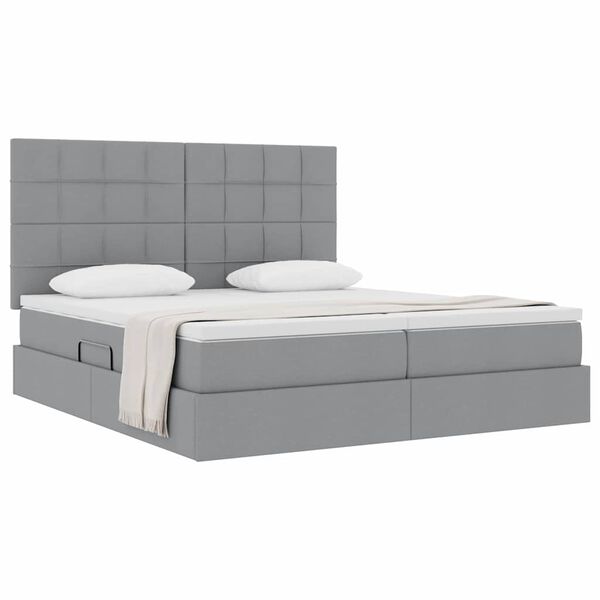 vidaXL Lit de Rangement Gris clair 200 x 200 cm Cuir synth&eacute;tique
