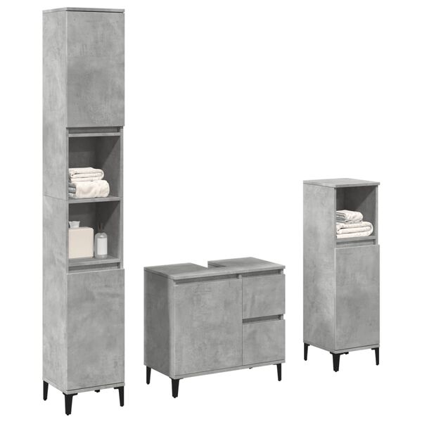 vidaXL Ensemble de meubles de salle de bain 3 pcs gris b&eacute;ton
