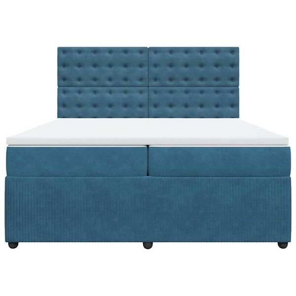 vidaXL Sommier &agrave; lattes de lit et matelas Bleu fonc&eacute; 200x200cm Velours