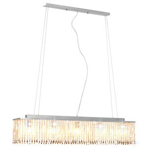 vidaXL Plafonnier avec perles de cristal Argent&eacute; 104 cm E14