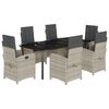 vidaXL Ensemble &agrave; manger de jardin et coussins 7 pcs gris clair rotin