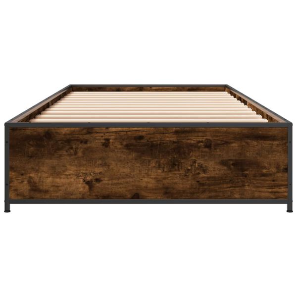 vidaXL Cadre de lit sans matelas ch&ecirc;ne fum&eacute; 75x190 cm