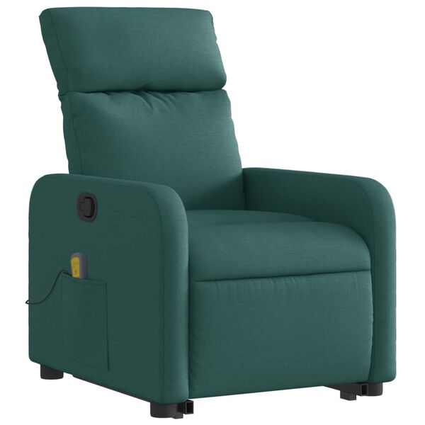 vidaXL Fauteuil inclinable de massage Vert fonc&eacute; Tissu