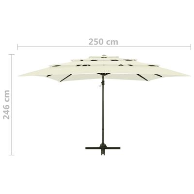 vidaXL Parasol de jardin à 4 niveaux avec mât en aluminium sable