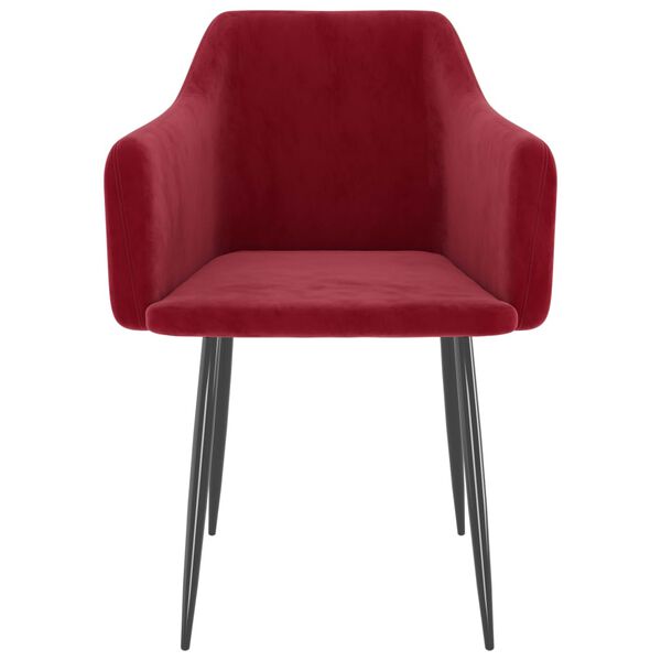 vidaXL Chaises &agrave; manger lot de 2 Rouge bordeaux Velours