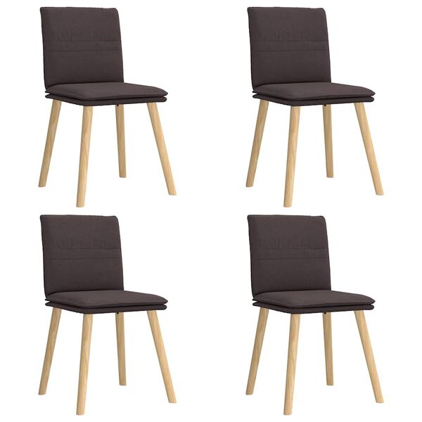 vidaXL Chaises &agrave; manger lot de 4 marron fonc&eacute; tissu