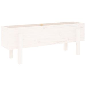 vidaXL Lit sur&eacute;lev&eacute; de jardin blanc 101x30x38 cm bois de pin massif