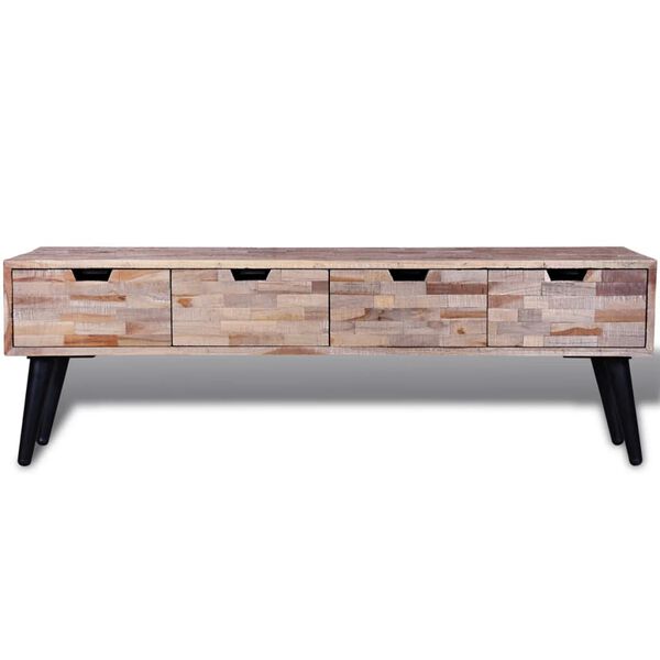 vidaXL Table console TV avec 4 tiroirs Bois de teck recycl&eacute;