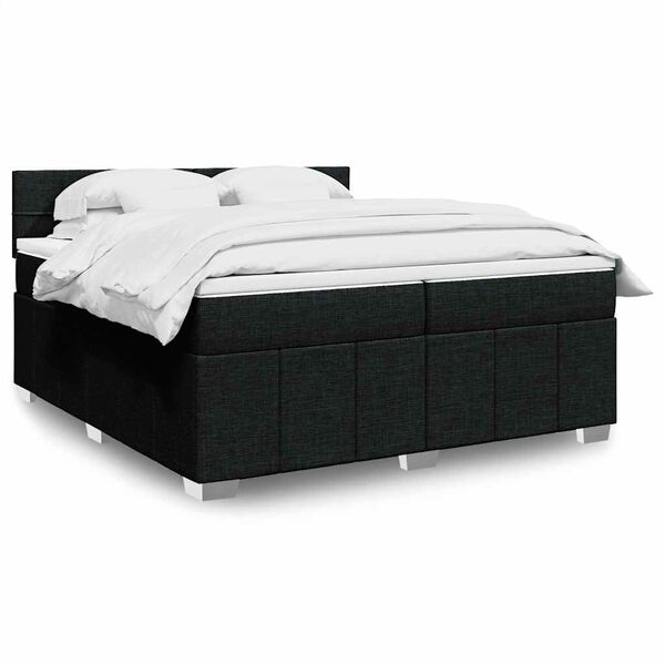 vidaXL Sommier &agrave; lattes de lit avec matelas Noir 200x200 cm Tissu
