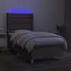 vidaXL Sommier &agrave; lattes de lit matelas et LED Taupe 80x200cm Tissu