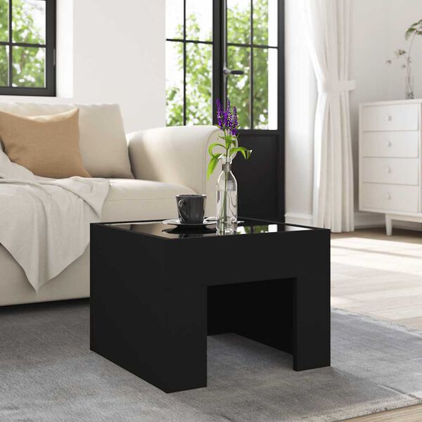 vidaXL Table basse avec LED infini noir 40x40x30 cm