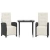 vidaXL Ensemble de bistro 3 pcs avec coussins noir r&eacute;sine tress&eacute;e