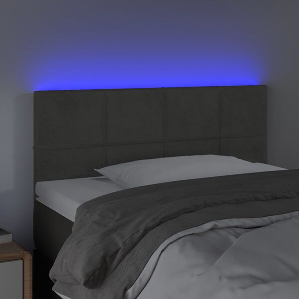 vidaXL T&ecirc;te de lit &agrave; LED Gris fonc&eacute; 80x5x78/88 cm Velours