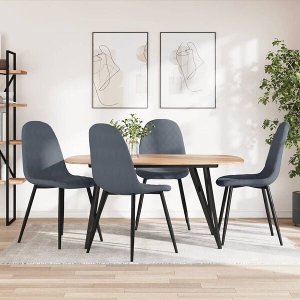 vidaXL Chaises &agrave; manger lot de 4 Gris fonc&eacute; Velours